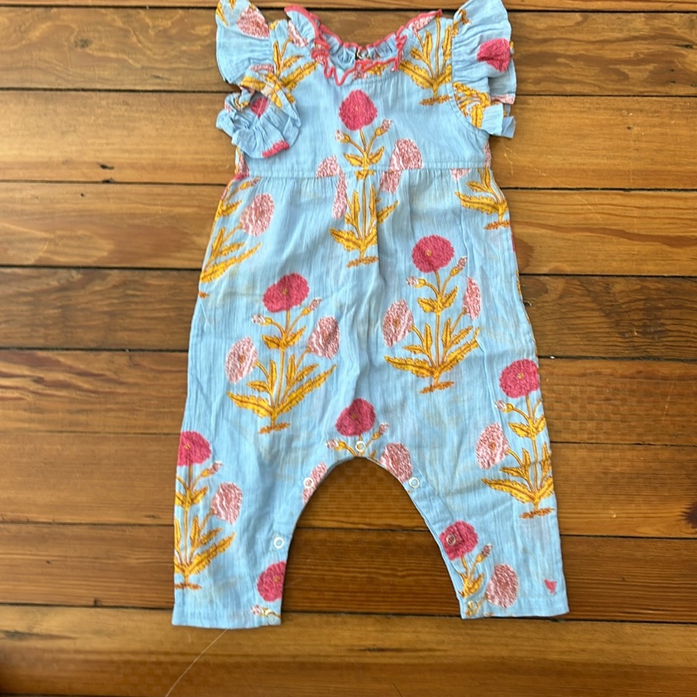 Pink chicken cotton romper